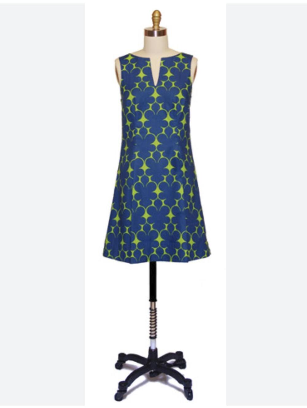 Lesley Evers Sleeveless Blue and Green Floral Dress XS